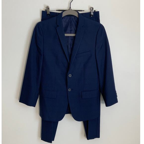 Marc New York Navy Checked skinny Suit size 14 - Picture 1 of 8